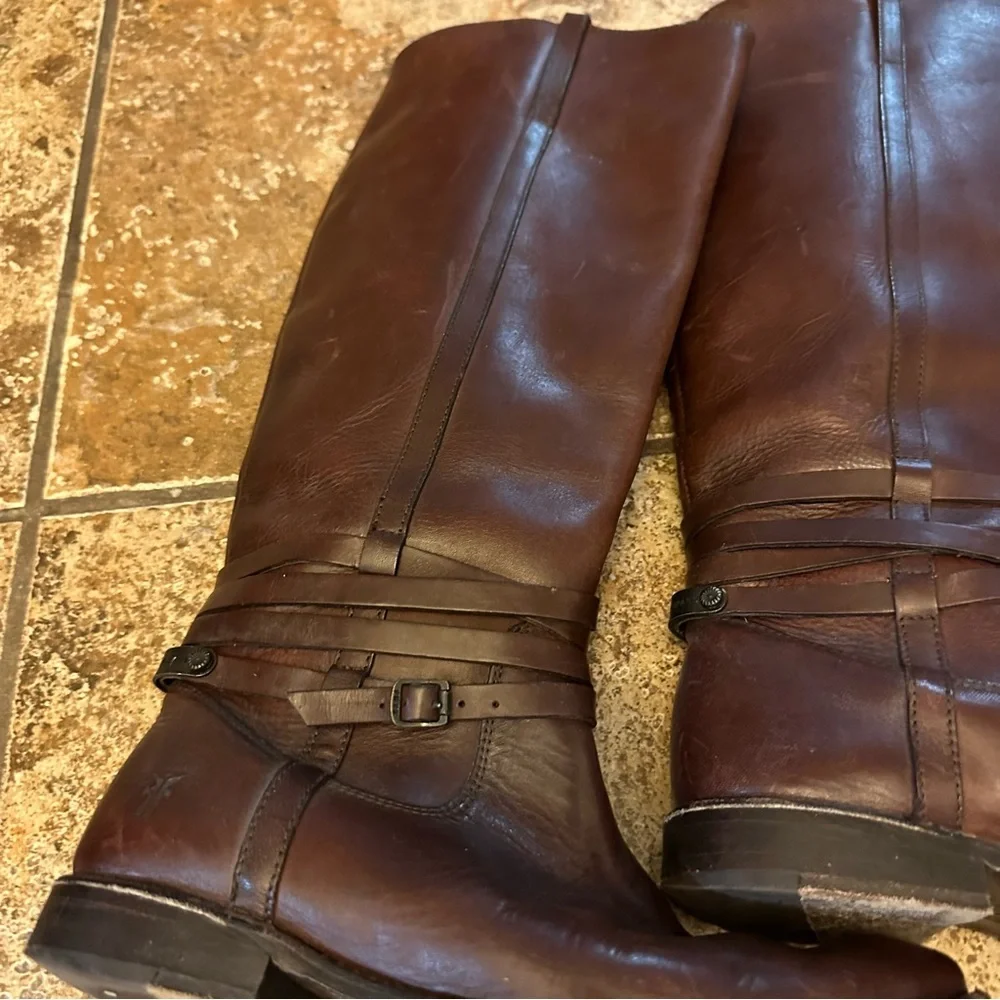 Frye Shirley Riding Plate‎ Boots Brown Size 6